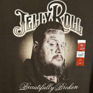 Jelly Roll Beautifully Broken Dark Brown Graphic Tee Shirt Mens Medium New